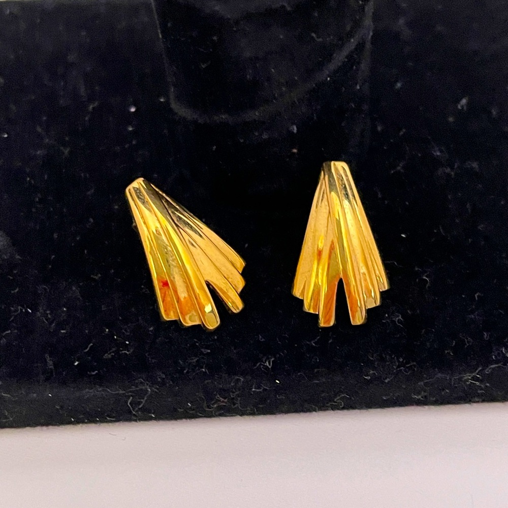 Vintage Heavy Gold Tone Mob Wife Office Core Preppy Geometric Abstract Earrings